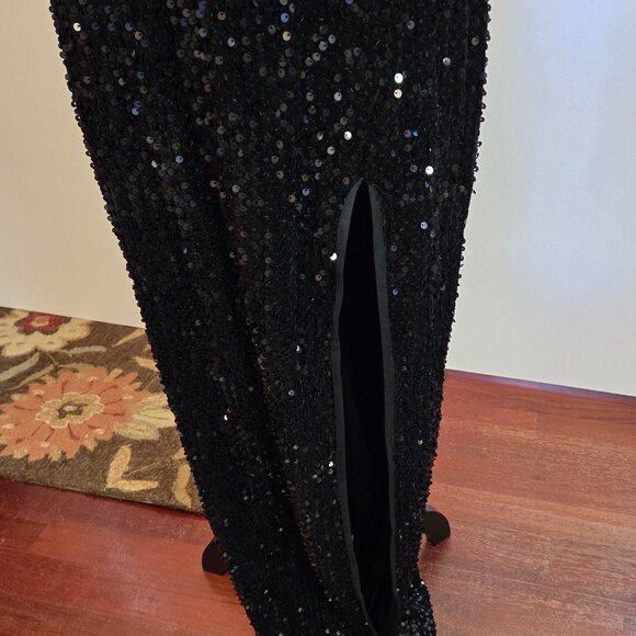 SIMPLEE Women Evening Dress, Sexy V Neck, Bodycon, Sequin, w/ Slit Sz: XL Black - Picture 11 of 14